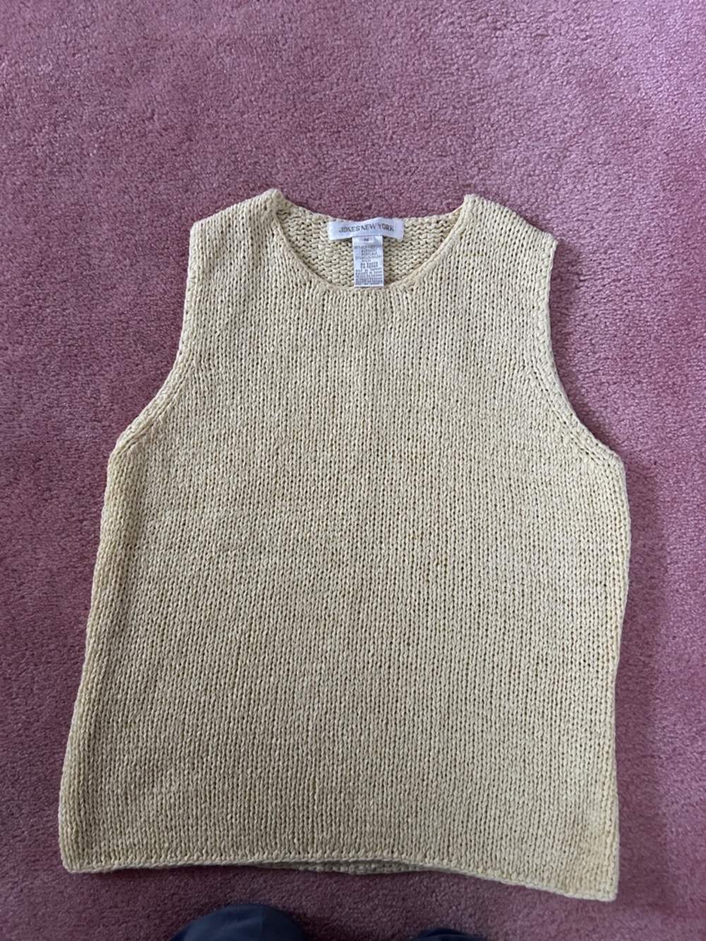 Jones New York Pale Yellow Knit Crop Tank